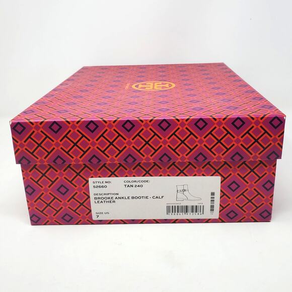 Tory Burch Brooke Ankle Bootie Boots Calf Leather Tan Brown 52660 Size US 7 M - Picture 10 of 10